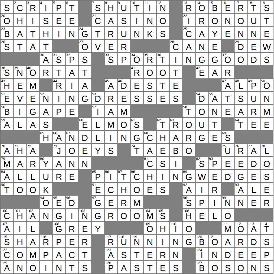 los angeles crossword puzzle solution