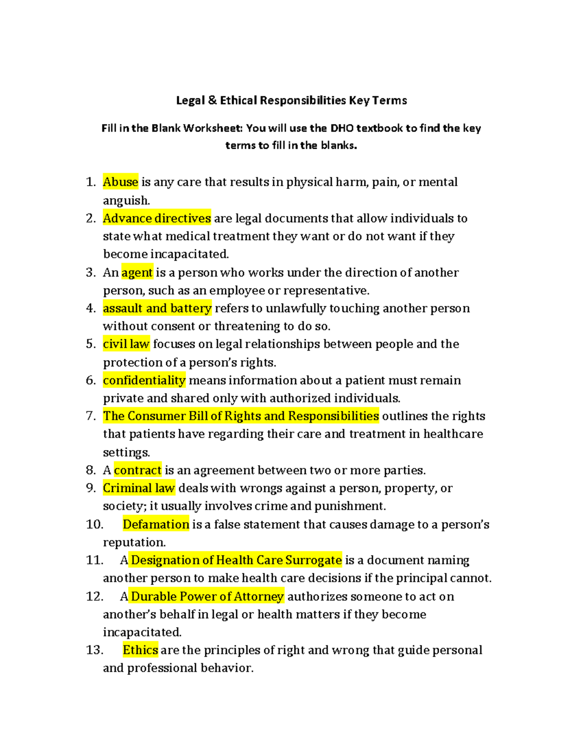 Legal Ethical Responsibilities Chapter 5 Key Terms Worksheet Studocu Legal Ethical Responsibilities Chapter 5 Key Terms Worksheet Studocu