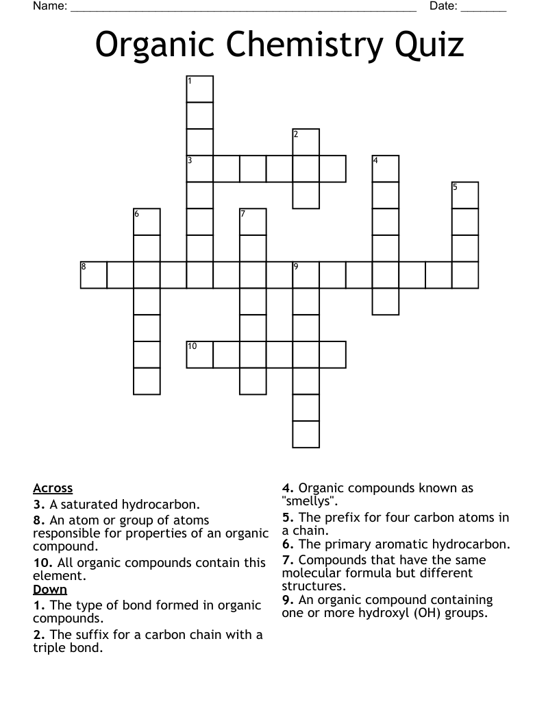 organic compound crossword clue