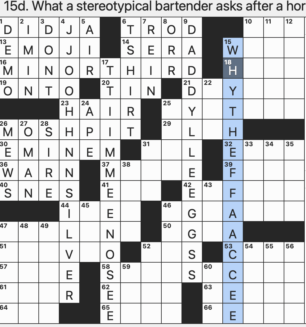 Rex Parker Does The NYT Crossword Puzzle Inspiration For A Seafood Chain WED 2 26 25 Preppy Fabric Numismatic Rating Stunt Performer On Jackass Area Of Frenetic Dancing