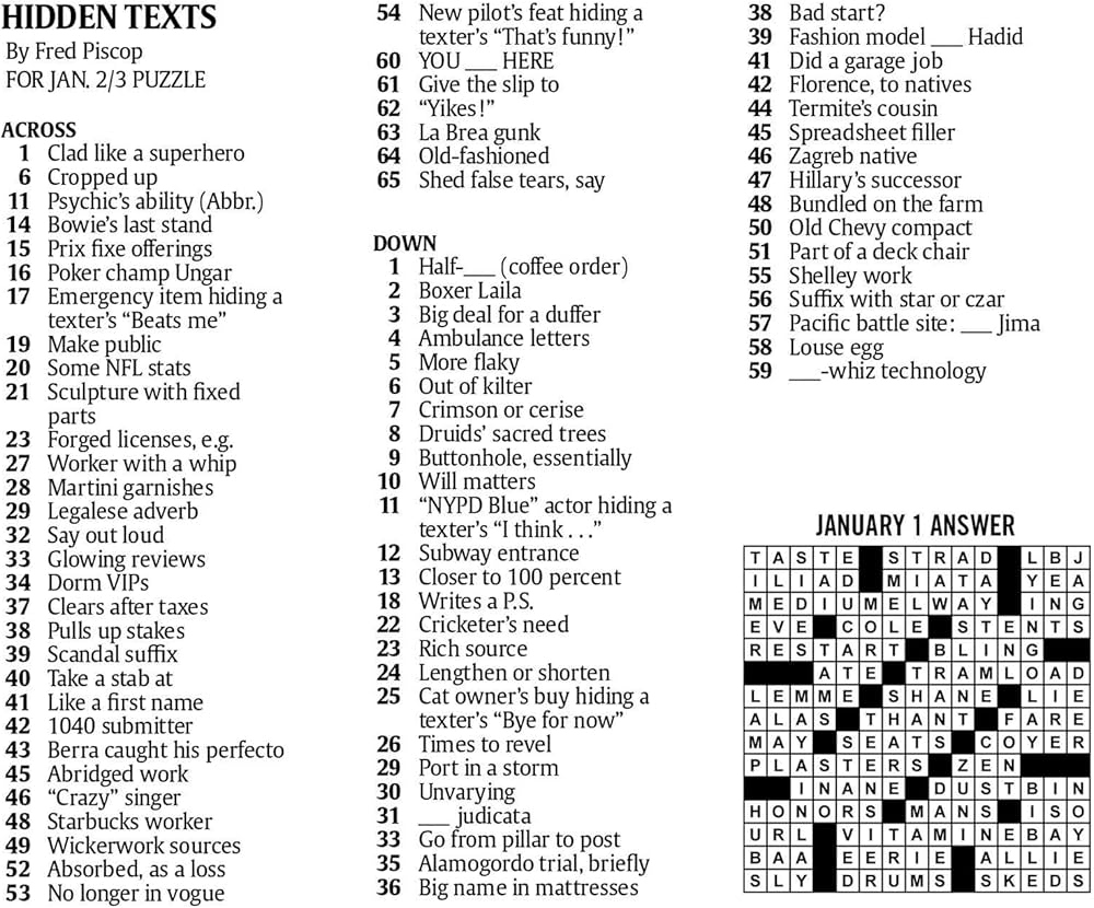 usa today answers to crossword puzzle